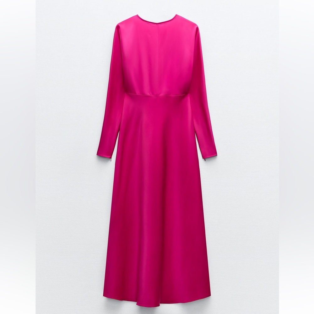 Zara NWT Satin Effect Midi Dress size L - Picture 6 of 9